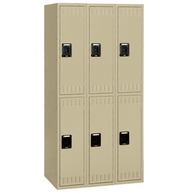 Set of Three Double Tier Steel Lockers