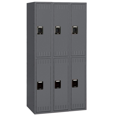 Antimicrobial Set of Three Double Tier Lockers