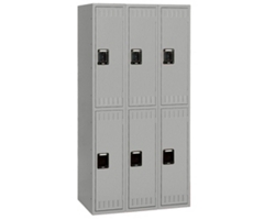 Set of Three Double Tier Steel Lockers