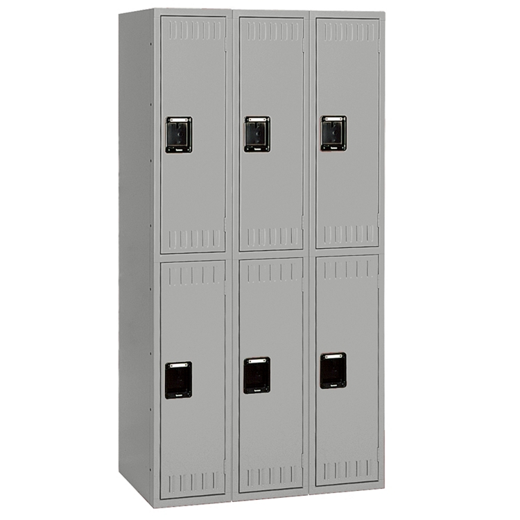 Set of Three Double Tier Steel Lockers