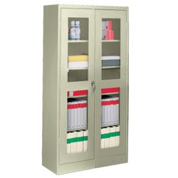 36"W x 18"D x 72"H Storage Cabinet with See-Thru Doors