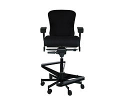 Dauerhaft 24/7 Two-Step Fabric Stool with Pivot Arms - 21"W Seat