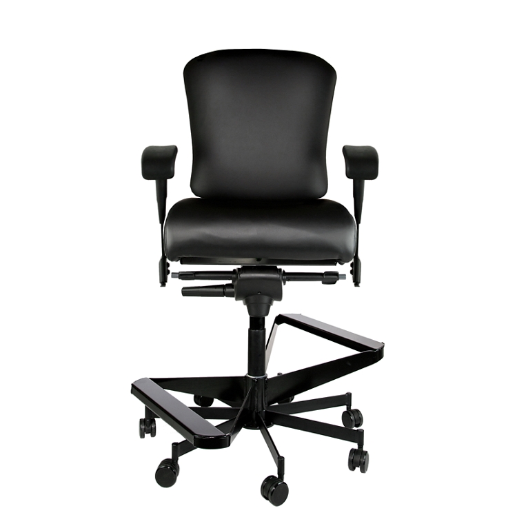 Dauerhaft 24/7 Two-Step Faux Leather Stool with Flip Arms - 21