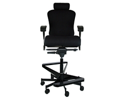 Dauerhaft 24/7 Two-Step Fabric Stool with Pivot Arms and Headrest - 21"W