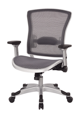 Office Star Ventilated Manager's Office Desk Chair with Breathable Mesh  Seat and Back, Black Base, Grey