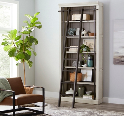 Six Shelf Bookcase with Ladder - 94"H