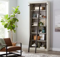 Six Shelf Bookcase with Ladder - 94"H