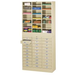 Letter Size Stackable 30-Drawer Cabinet with Literature Organizer