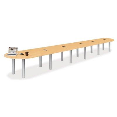 24' W Racetrack Conference Table with Data Ports