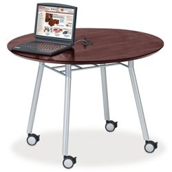 Mobile 42" Round Conference Table with Data Port