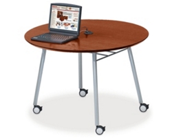 Mobile 48" Round Conference Table with Data Port