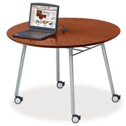 Mobile 48" Round Conference Table with Data Port