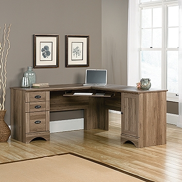 Sauder International Lux L-Desk - Umber Wood