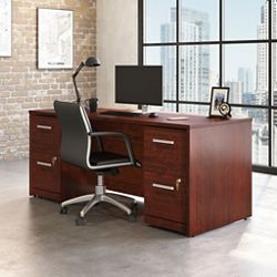Affirm Desk w/ 2-Drawer Mobile File Pedestals – 71"W x 29.5"D