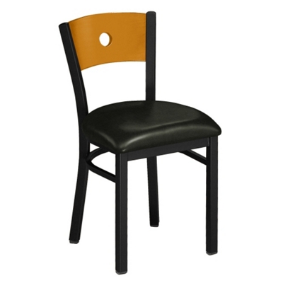 Circle-Back Chair with Wood Back and Black Frame