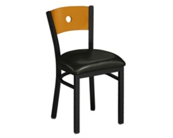 Circle-Back Chair with Wood Back and Black Frame