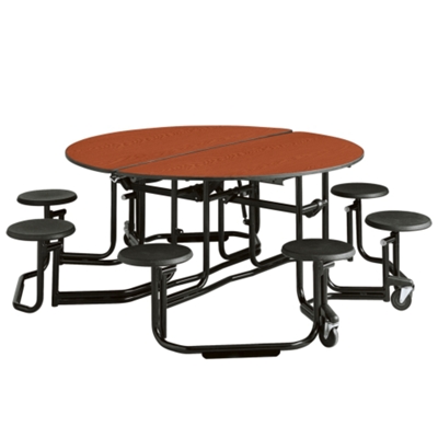 Uniframe Cafeteria Table Set with 8 Seats - 60" Round Black Frame