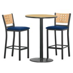 Cafe au Lait 30" Round Bar Height Table Set w/ Two Oversized Stools
