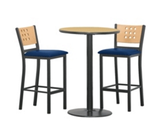 Cafe au Lait 30" Round Bar Height Table Set w/ Two Oversized Stools