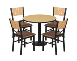 Cafe au Lait 36" Round Standard Height Table Set w/ Four Oversized Chairs