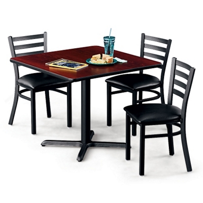 36"W Square X-Base Breakroom Table with Four Chairs