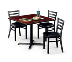 36"W Square X-Base Breakroom Table with Four Chairs