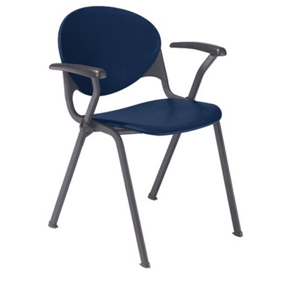 KFI Stacking Chair with Front Roll - Armless - 2 Brown Fabric/Black Steel  Frame