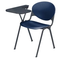 Heavy Duty Plastic Stacking Chair with Tablet Arm - Specify Right or Left