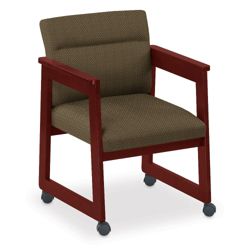 Print Fabric Tapered Arm Chair with Casters