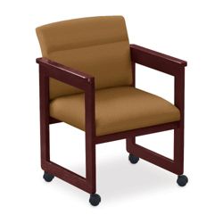 Print Fabric Extended Arm Chair with Casters