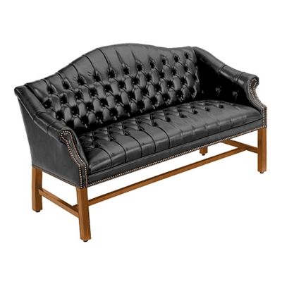 Black genuine deals leather loveseat