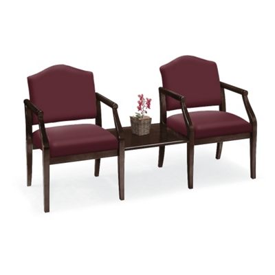 Fabric Traditional Two Guest Chairs with Center Table Set