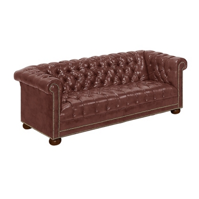 Brittas Bay Tufted Faux Leather Sofa