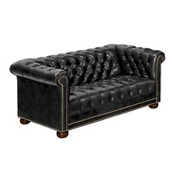 Brittas Bay Tufted Faux Leather Loveseat