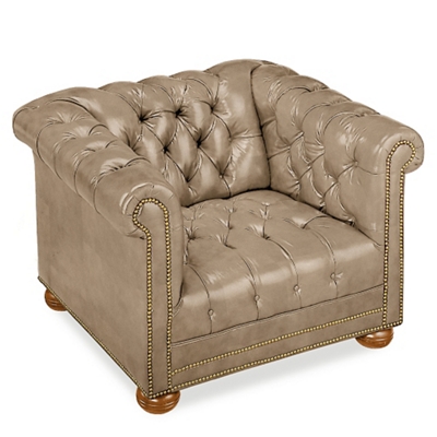 Brittas Bay Tufted Faux Leather Club, Faux Leather Club Chair With Ottoman