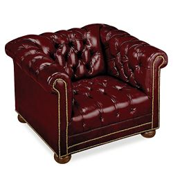 Brittas Bay Tufted Genuine Leather Club Chair