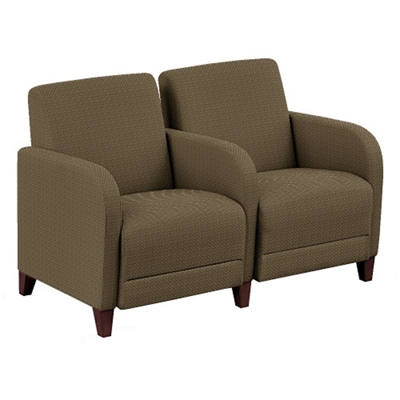 Parkside Two Seater with Center Arm in Polyurethane or Fabric - 51.5"W