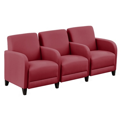 Parkside Three Seater with Center Arms in Polyurethane or Fabric - 75.5"W