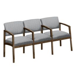New Castle Wood Three Seater with Center Arms with Designer Upholstery