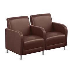 Parkside Two Seater with Center Arm in Faux Leather - 51.5"W
