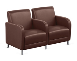 Parkside Two Seater with Center Arm in Faux Leather - 51.5"W