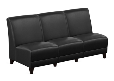 Parkside Armless Three Seat Sofa in Faux Leather - 64.5"W