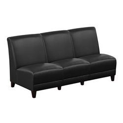 Parkside Armless Three Seat Sofa in Faux Leather - 64.5"W
