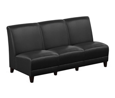 Parkside Armless Three Seat Sofa in Faux Leather - 64.5"W