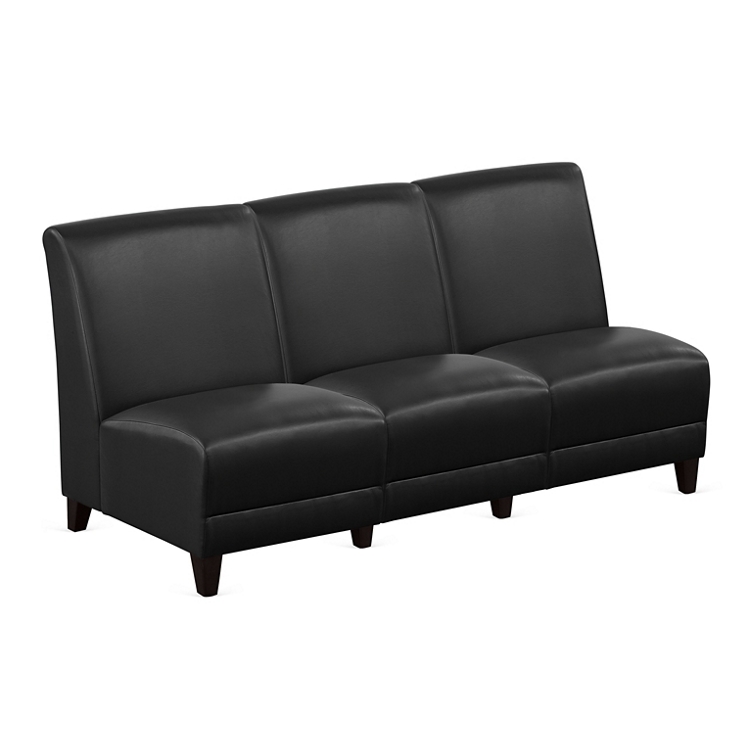 Parkside Armless Three Seat Sofa in Faux Leather - 64.5