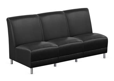 Parkside Armless Three Seat Sofa in Faux Leather - 64.5