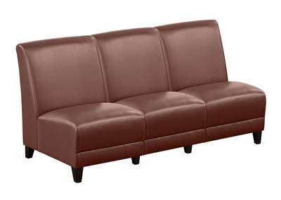 Parkside Armless Three Seat Sofa in Faux Leather - 64.5