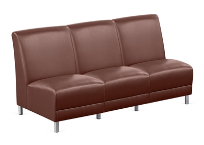 Parkside Armless Three Seat Sofa in Faux Leather - 64.5