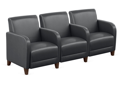 Parkside Three Seater with Center Arms in Faux Leather - 75.5"W
