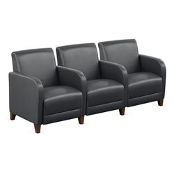Parkside Three Seater with Center Arms in Faux Leather - 75.5"W